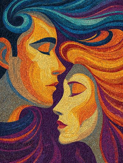 Abstract Mosaic Faces Poster.
