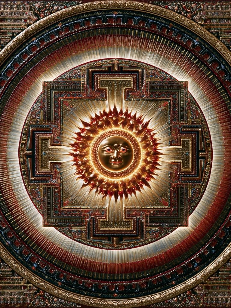 Radiant Sun Mandala Illustration Poster. poster detail