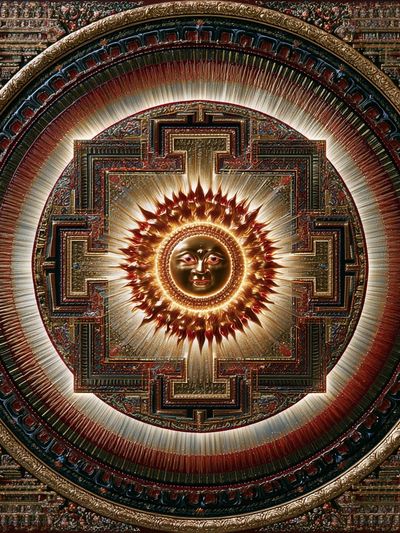 Radiant Sun Mandala Illustration Poster.