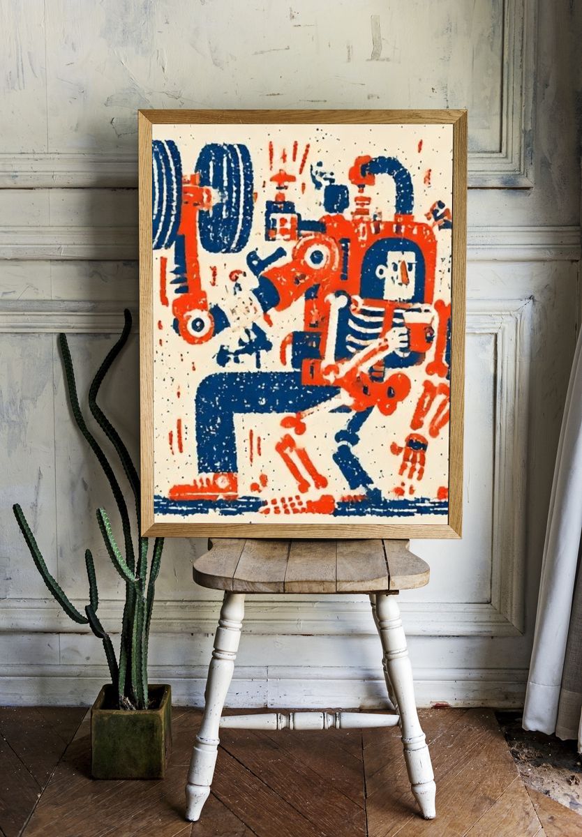 Robot Dance Illustration Poster. room preview