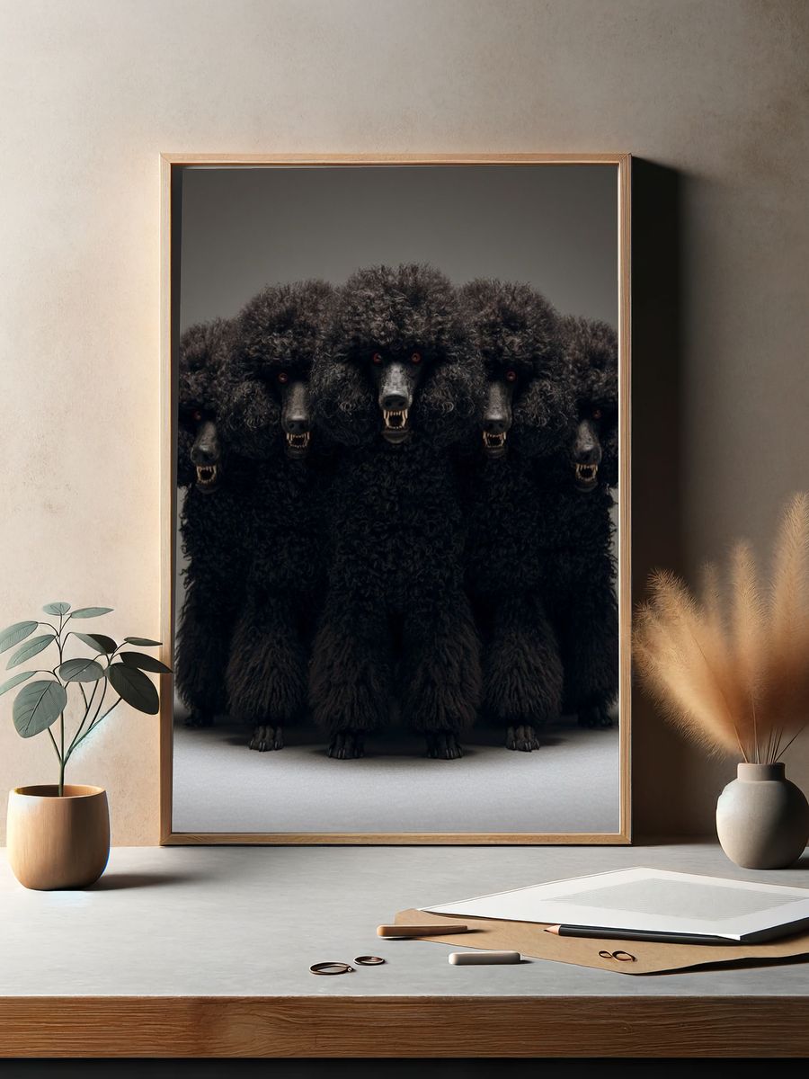 Cerberus Poodle Illustration Poster. — room view 2