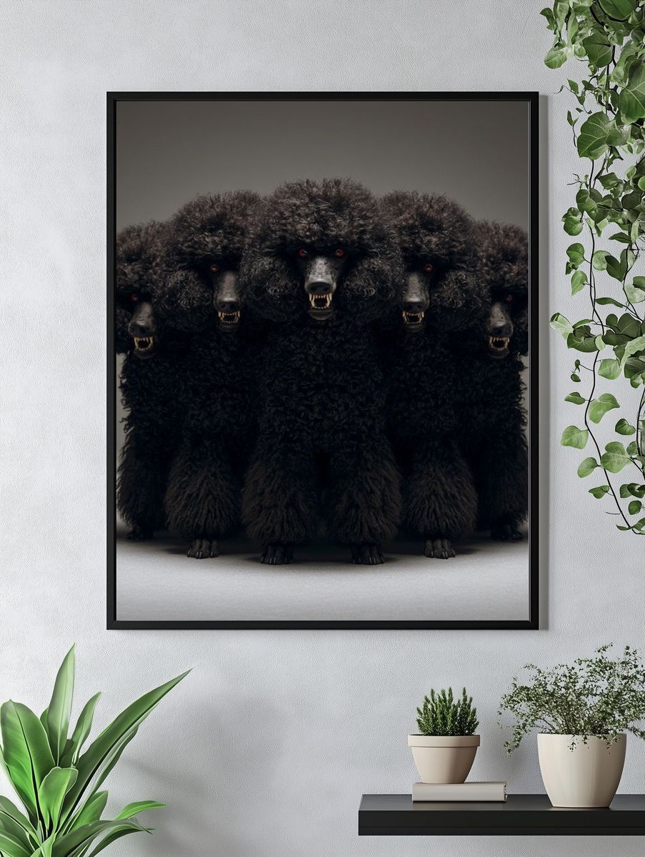 Cerberus Poodle Illustration Poster. — room view 4