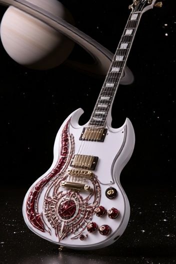 Cosmic Electric Guitar Illustration Poster. poster detail