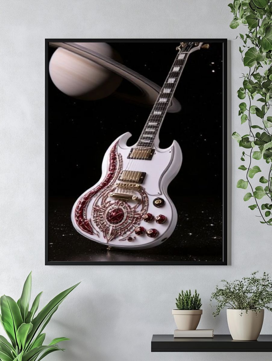 Cosmic Electric Guitar Illustration Poster. — room view 4