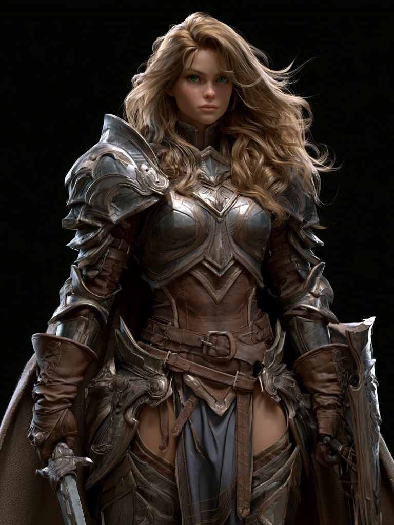 Armored Fantasy Warrior Illustration Poster. poster detail