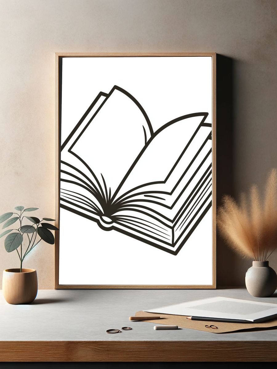 Open Book Line Art Poster. — room view 2