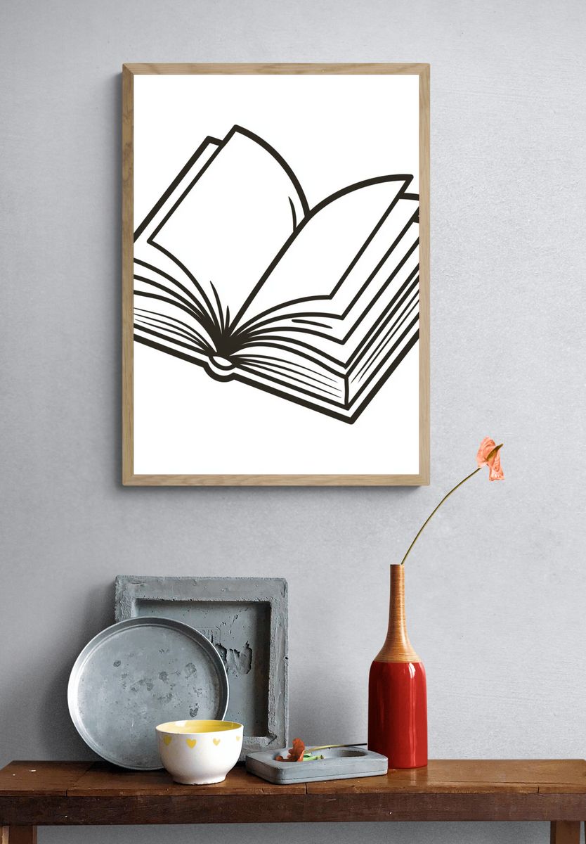 Open Book Line Art Poster. — room view 3