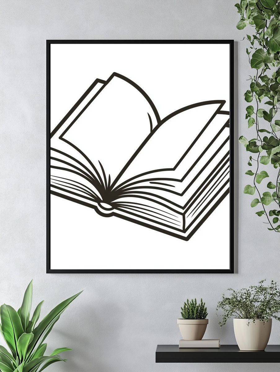 Open Book Line Art Poster. — room view 4
