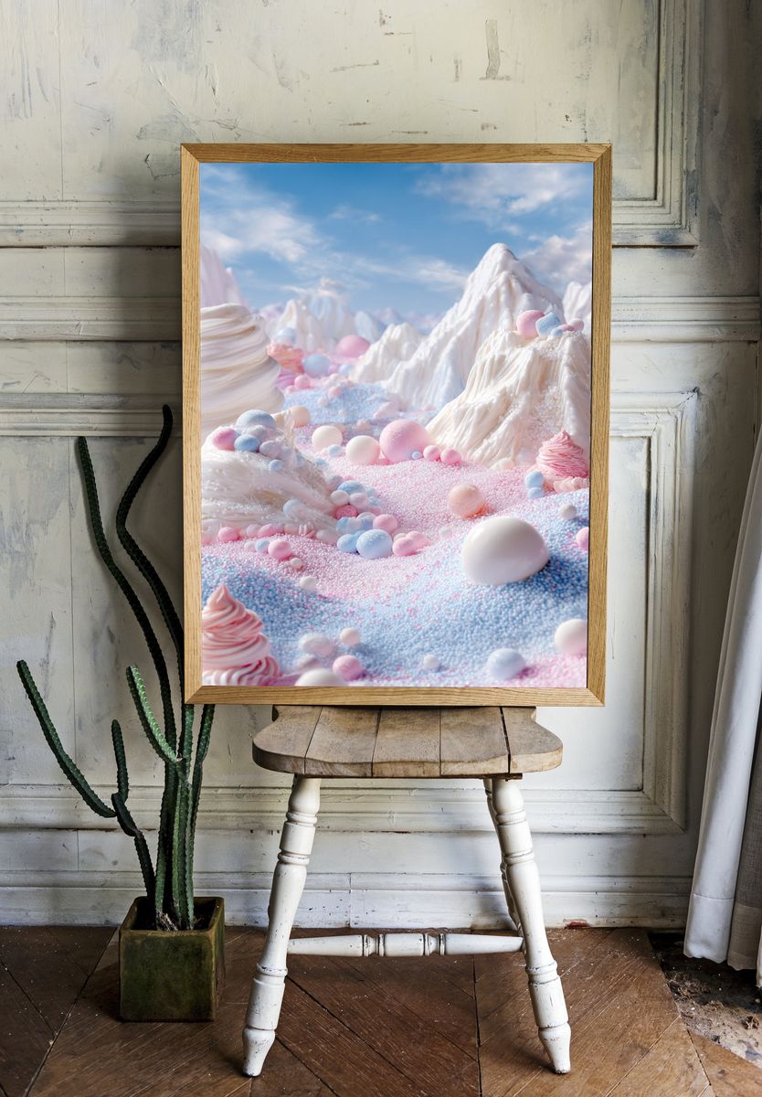 Pastel Candy Landscape Print. room preview