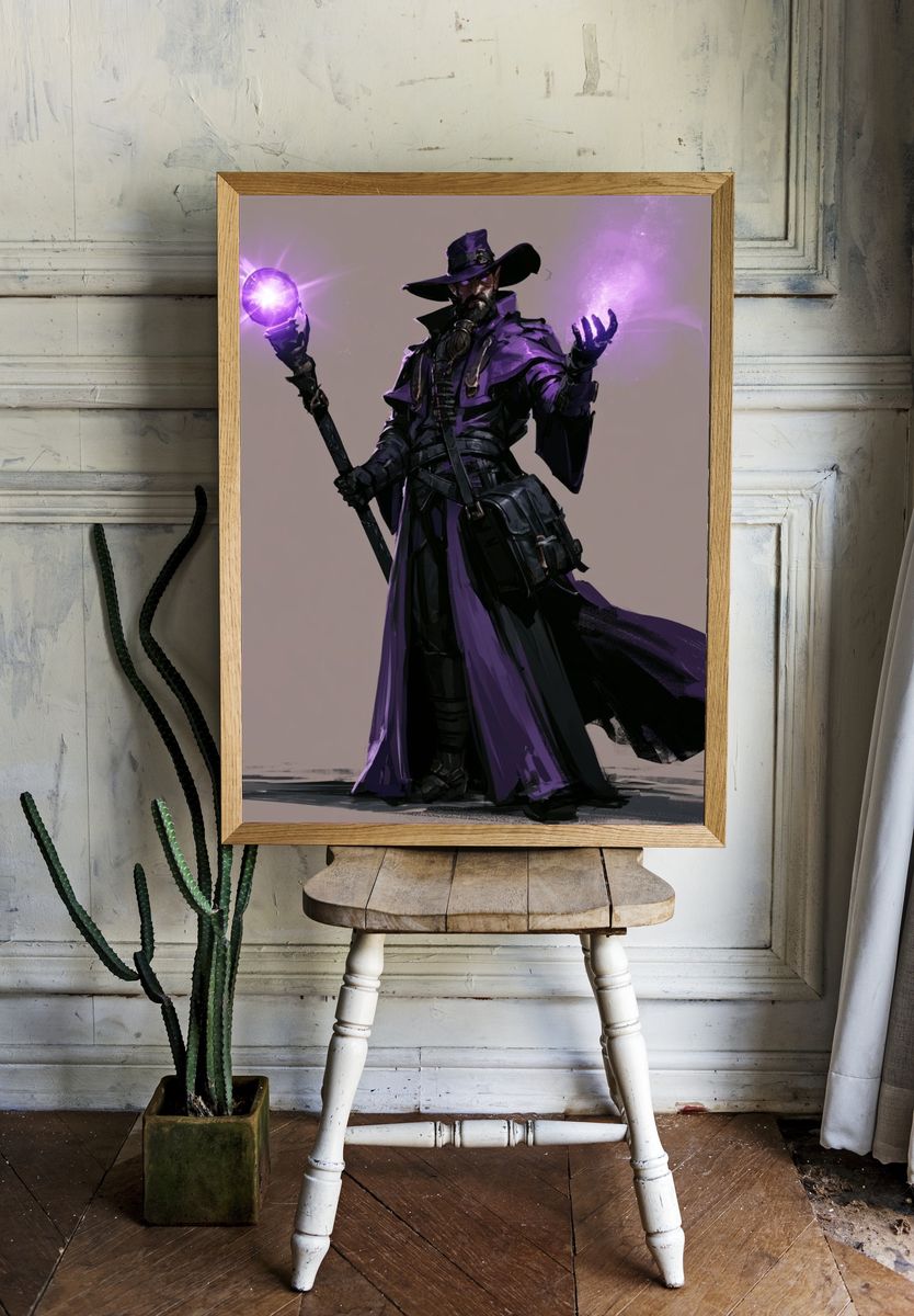 Purple Sorcerer Digital Art Poster. — room view 1