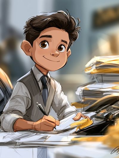 Young Office Worker Illustration Poster.