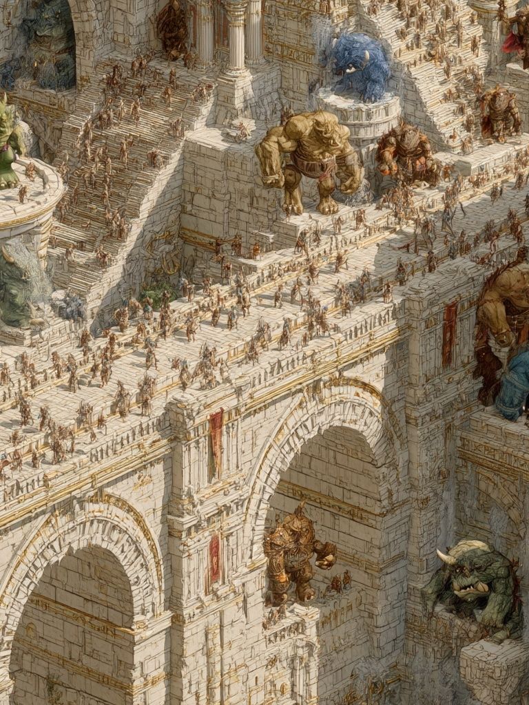 Fantasy Citadel Siege Illustration Poster. poster detail