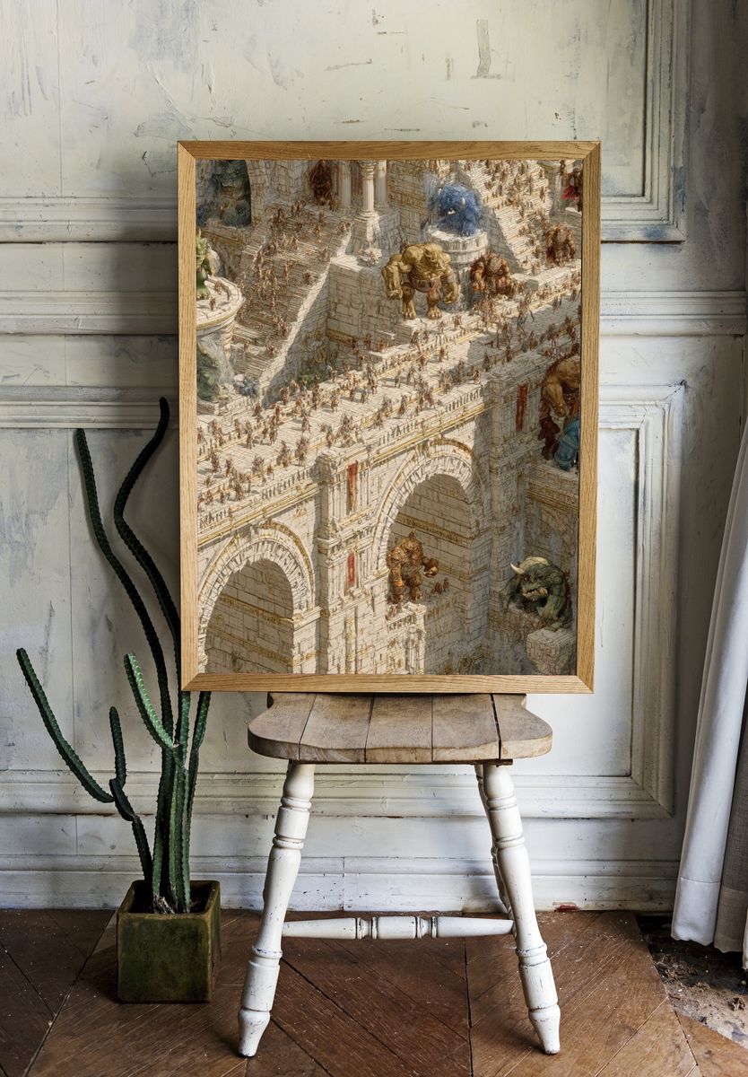 Fantasy Citadel Siege Illustration Poster. room preview
