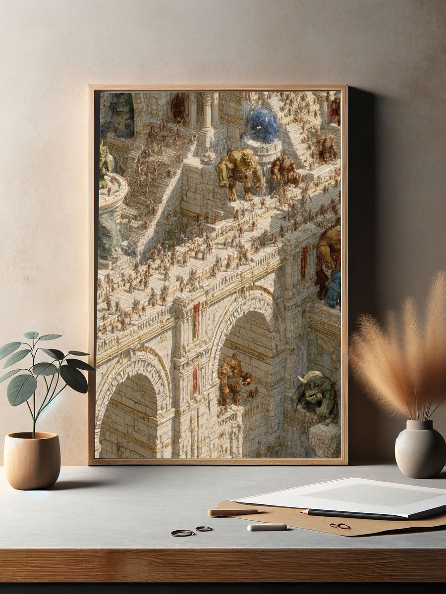 Fantasy Citadel Siege Illustration Poster. — room view 2