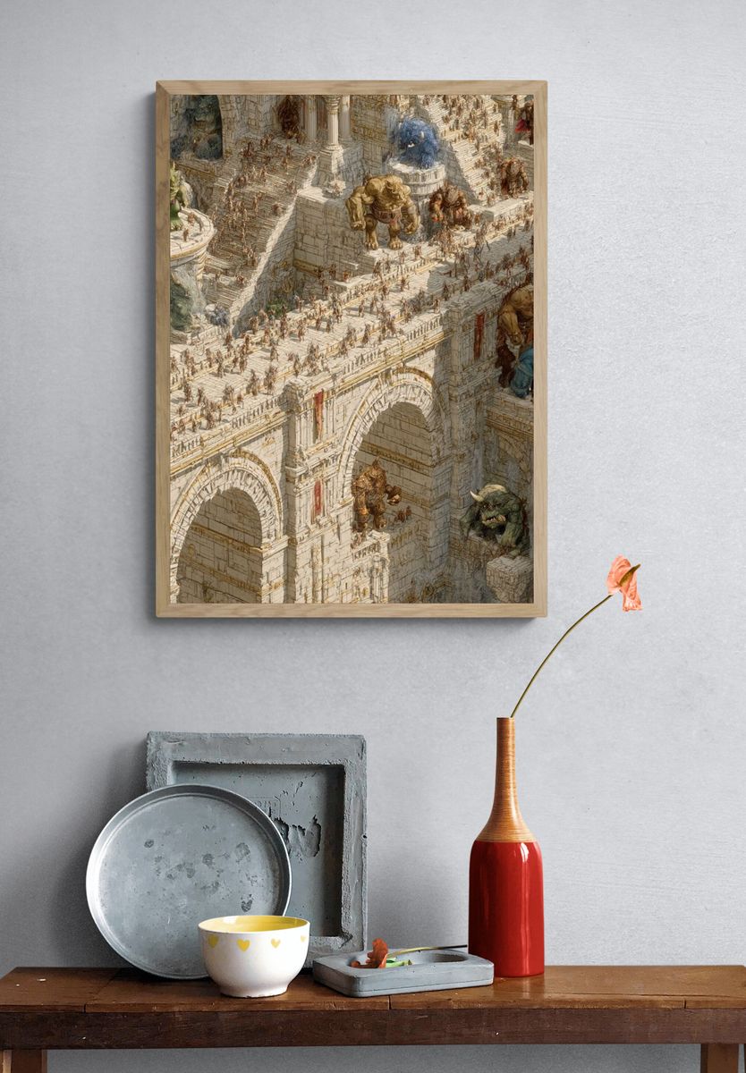 Fantasy Citadel Siege Illustration Poster. — room view 3
