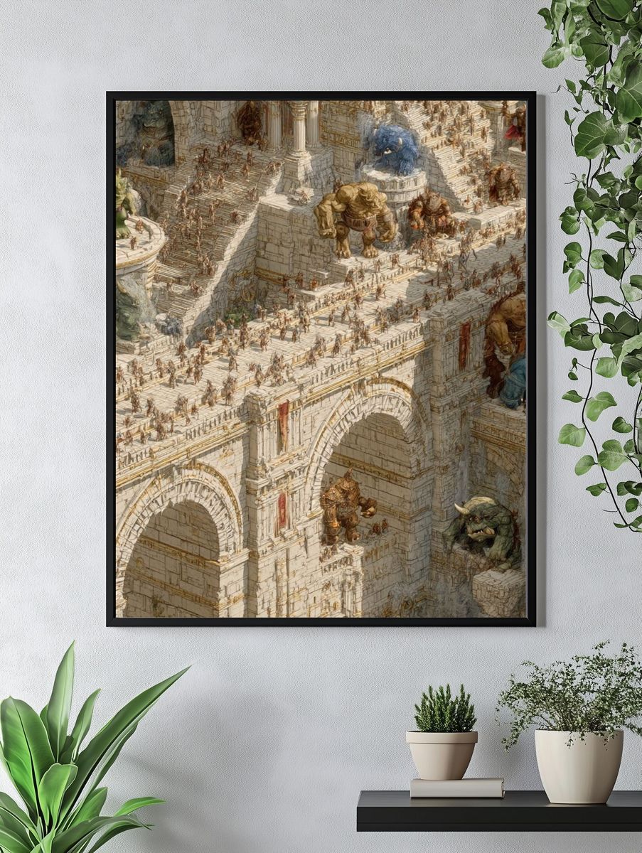 Fantasy Citadel Siege Illustration Poster. — room view 4