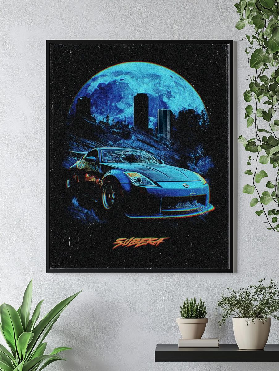 Nissan 350Z Moonlit City Poster. — room view 4