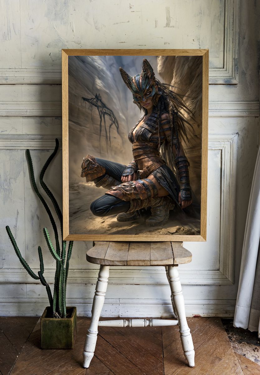 Masked Warrior Fantasy Print. — room view 1