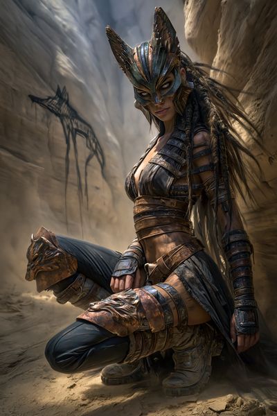 Masked Warrior Fantasy Print. poster