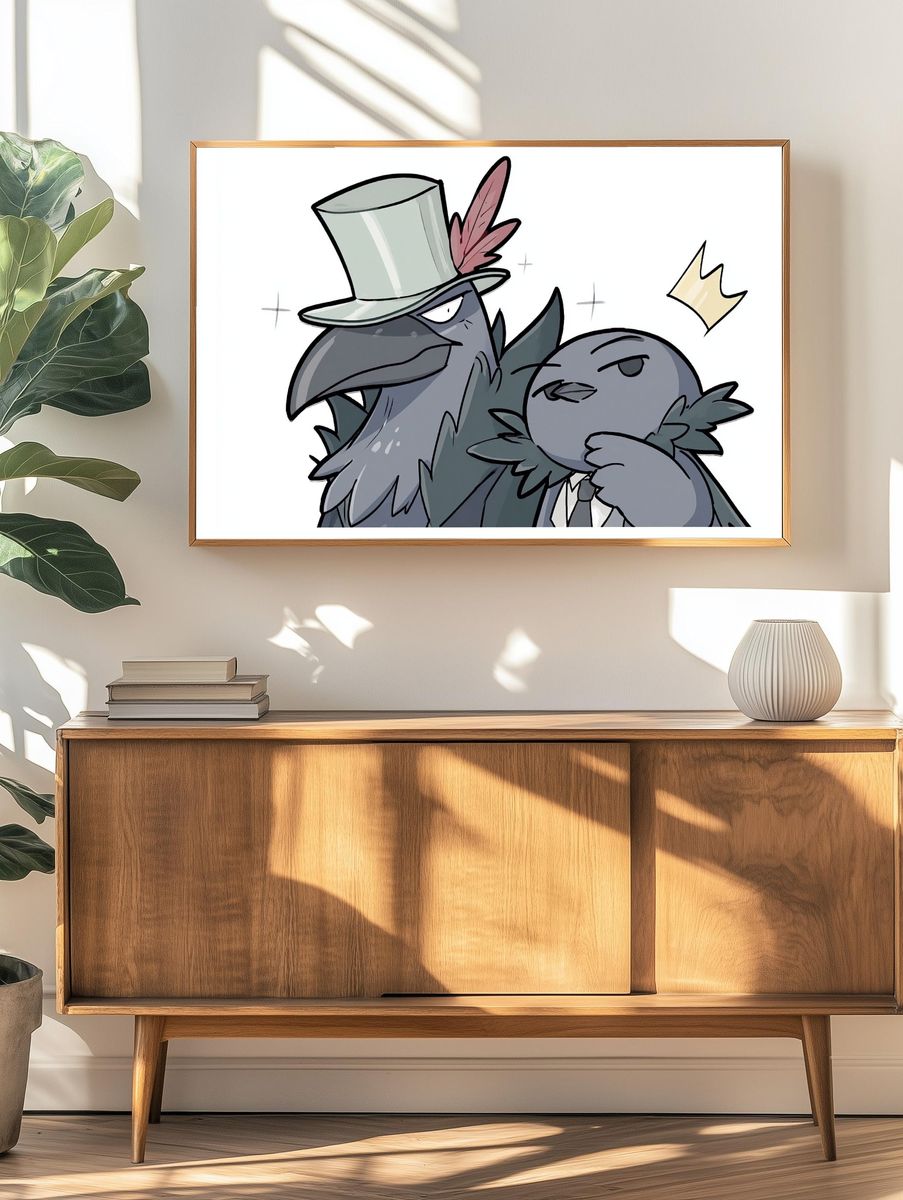 Top Hat Crow Duo Illustration Poster. — room view 3