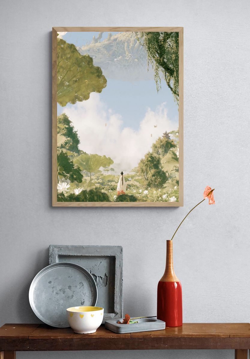 Dragon Garden Dreamscape Print. — room view 3