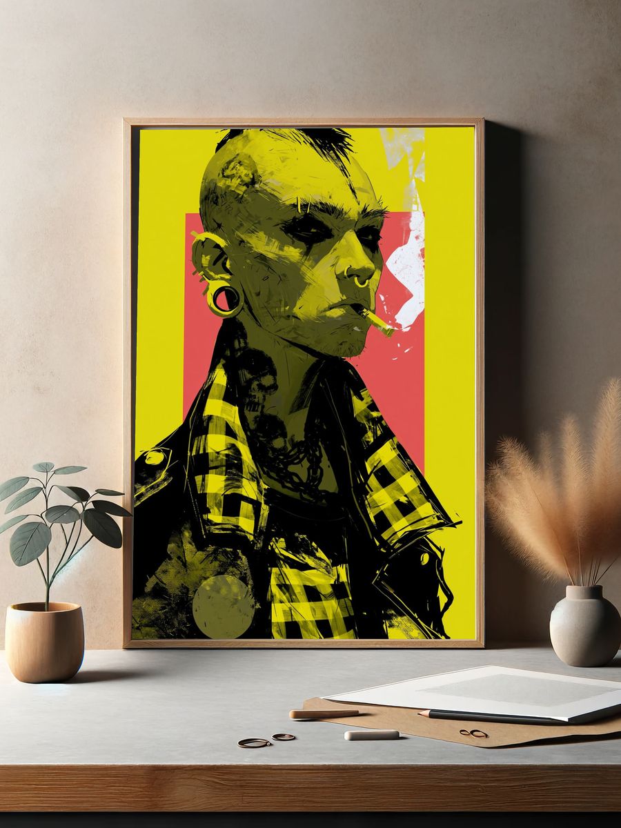 Punk Portrait Illustration Poster. — room view 2