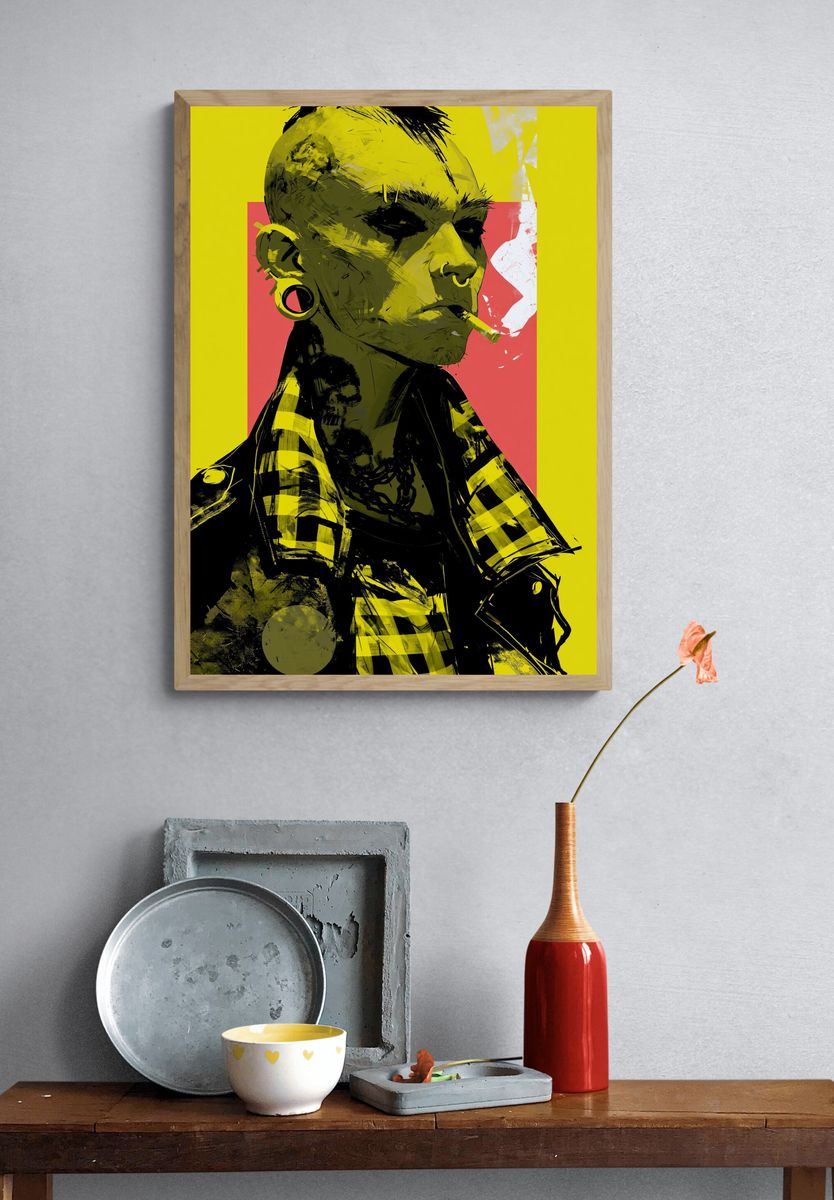 Punk Portrait Illustration Poster. — room view 3