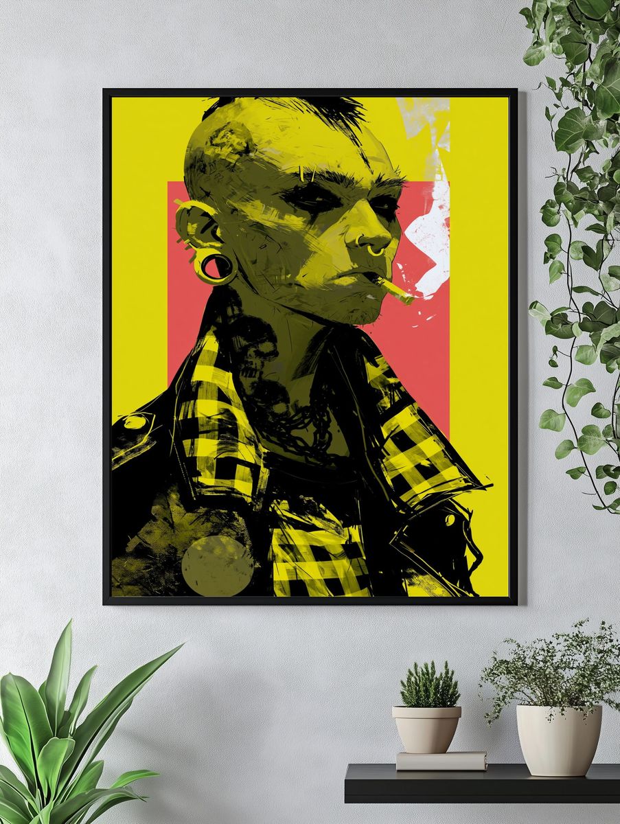 Punk Portrait Illustration Poster. — room view 4