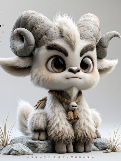 Cute Ram Character Illustration Poster.