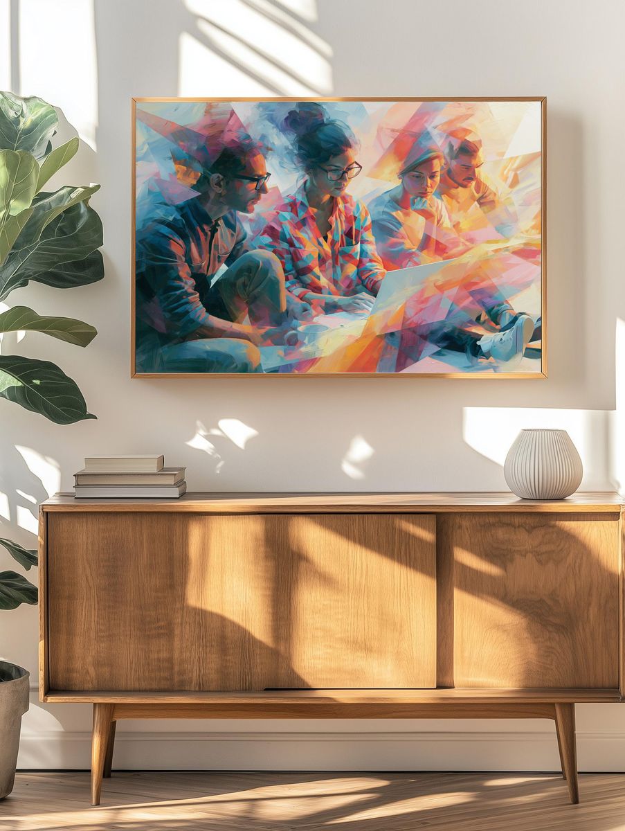 Creative Team Collaboration Illustration Poster. — room view 3
