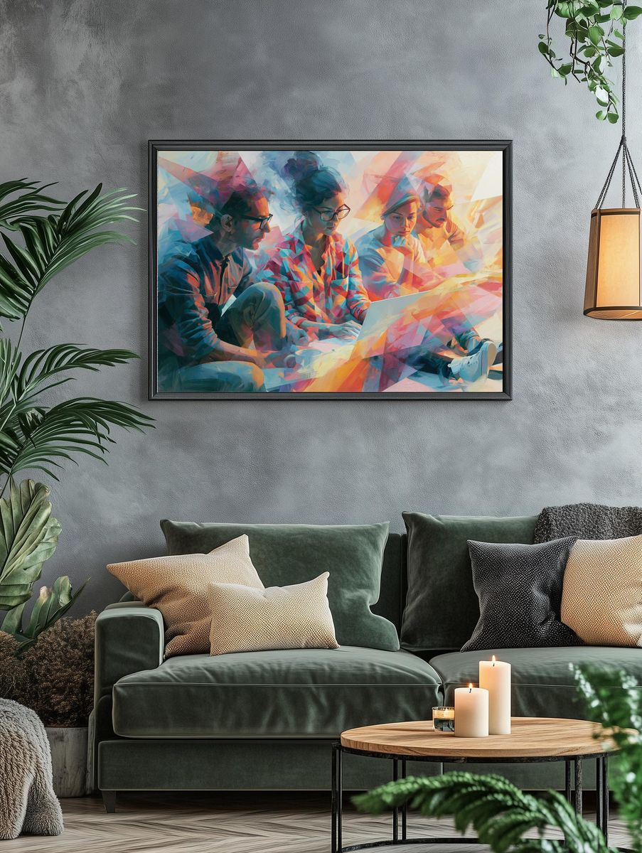Creative Team Collaboration Illustration Poster. — room view 4