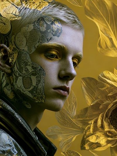 Golden Surreal Portrait Print.