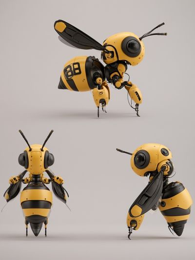 Robotic Bee Illustration Print.