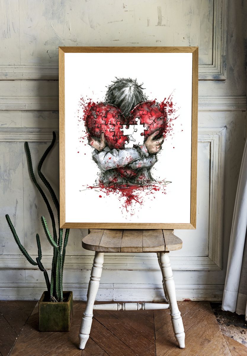 Broken Heart Child Illustration Poster. room preview