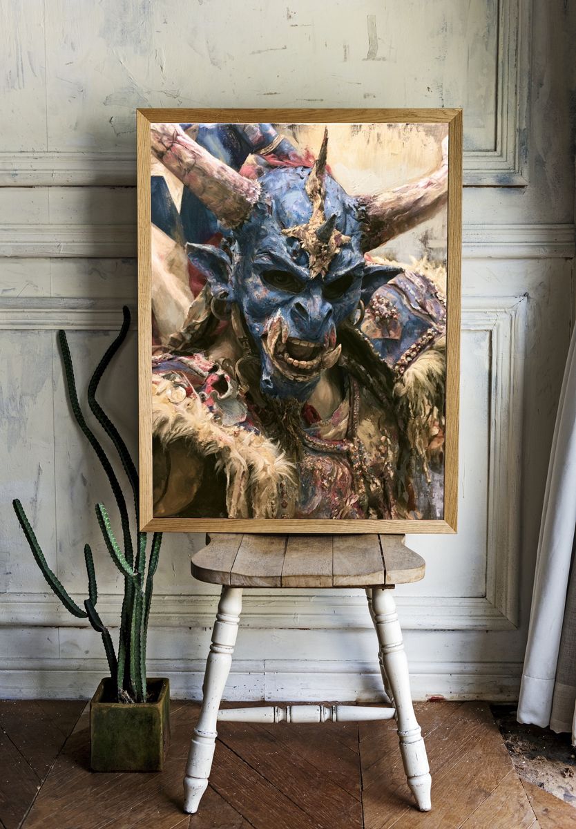Horned Demon Portrait Print. — room view 1
