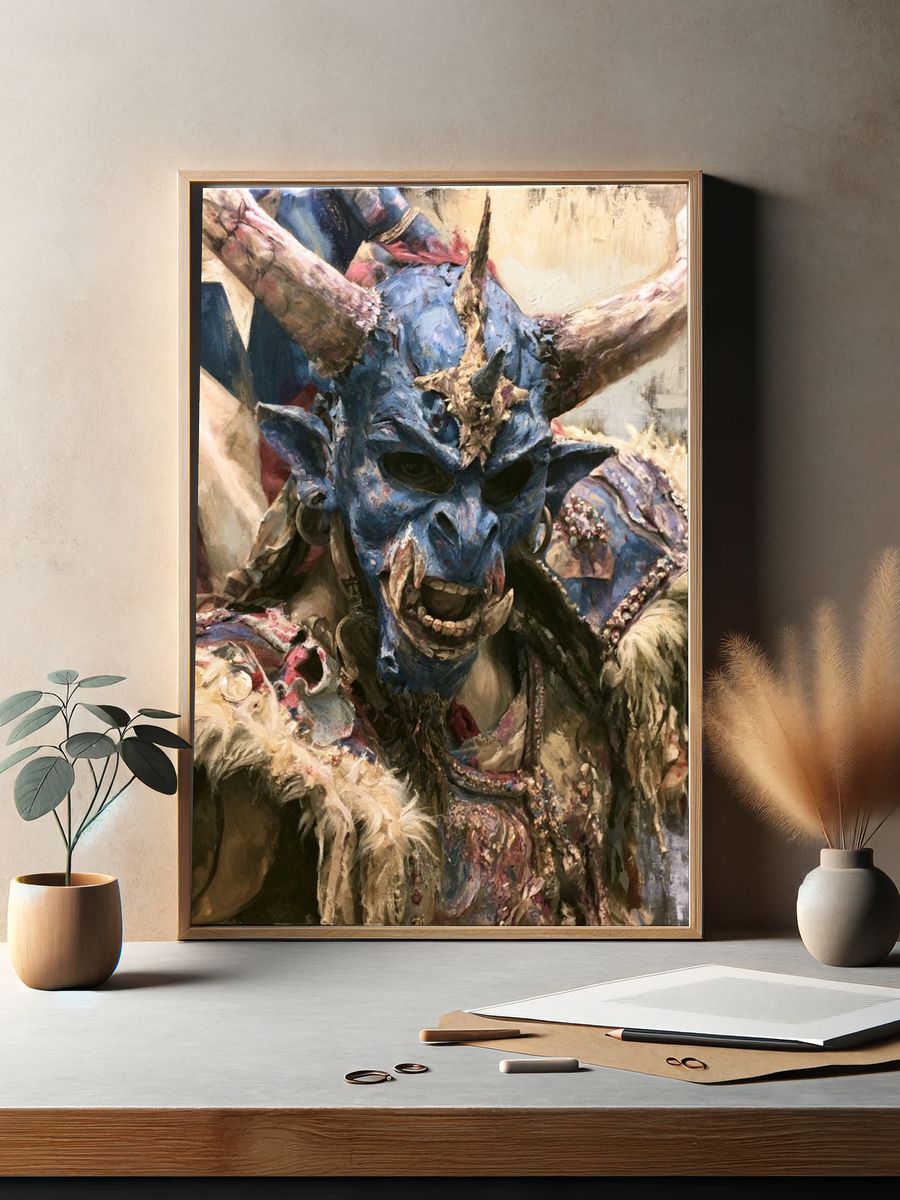 Horned Demon Portrait Print. — room view 2