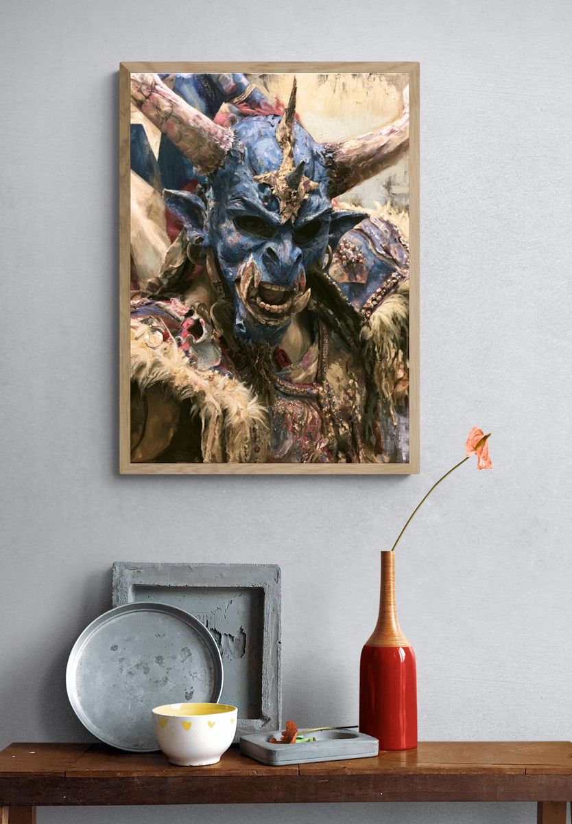 Horned Demon Portrait Print. — room view 3