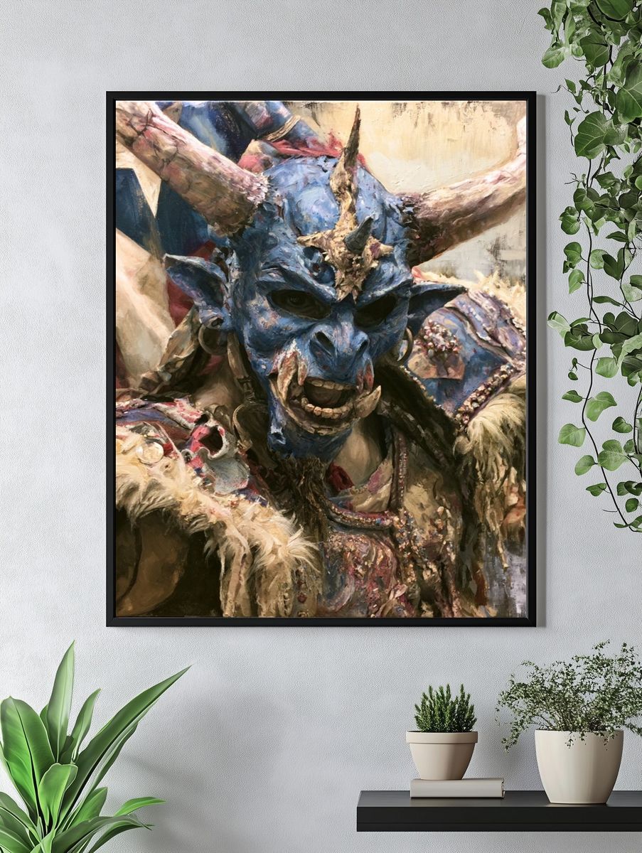 Horned Demon Portrait Print. — room view 4