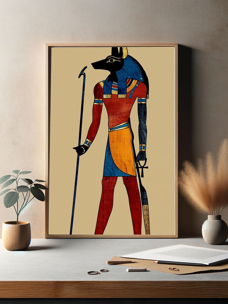 Anubis Egyptian Deity Illustration Poster. — room view 2