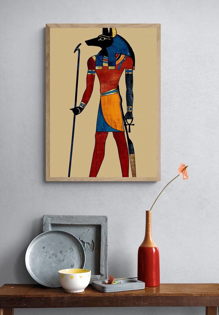 Anubis Egyptian Deity Illustration Poster. — room view 3