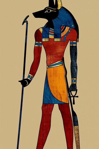 Anubis Egyptian Deity Illustration Poster.