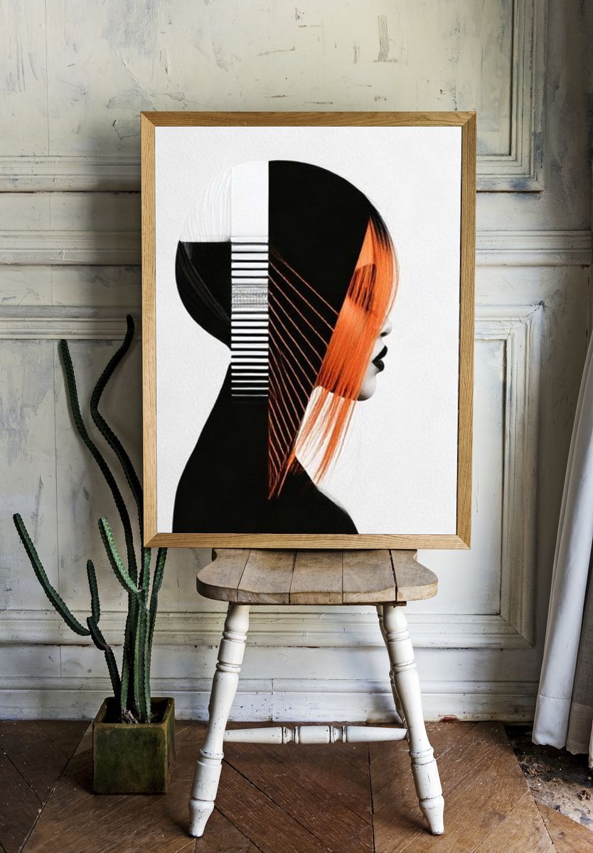Abstract Profile Silhouette Print. room preview