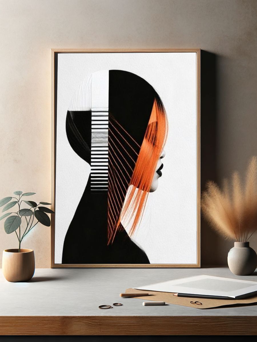 Abstract Profile Silhouette Print. — room view 2