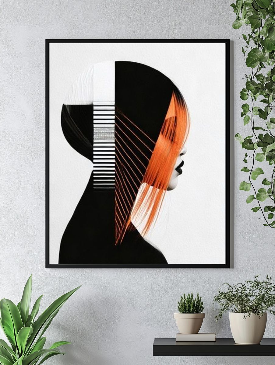 Abstract Profile Silhouette Print. — room view 4