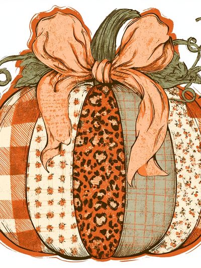 Patchwork Pumpkin Vintage Print. poster