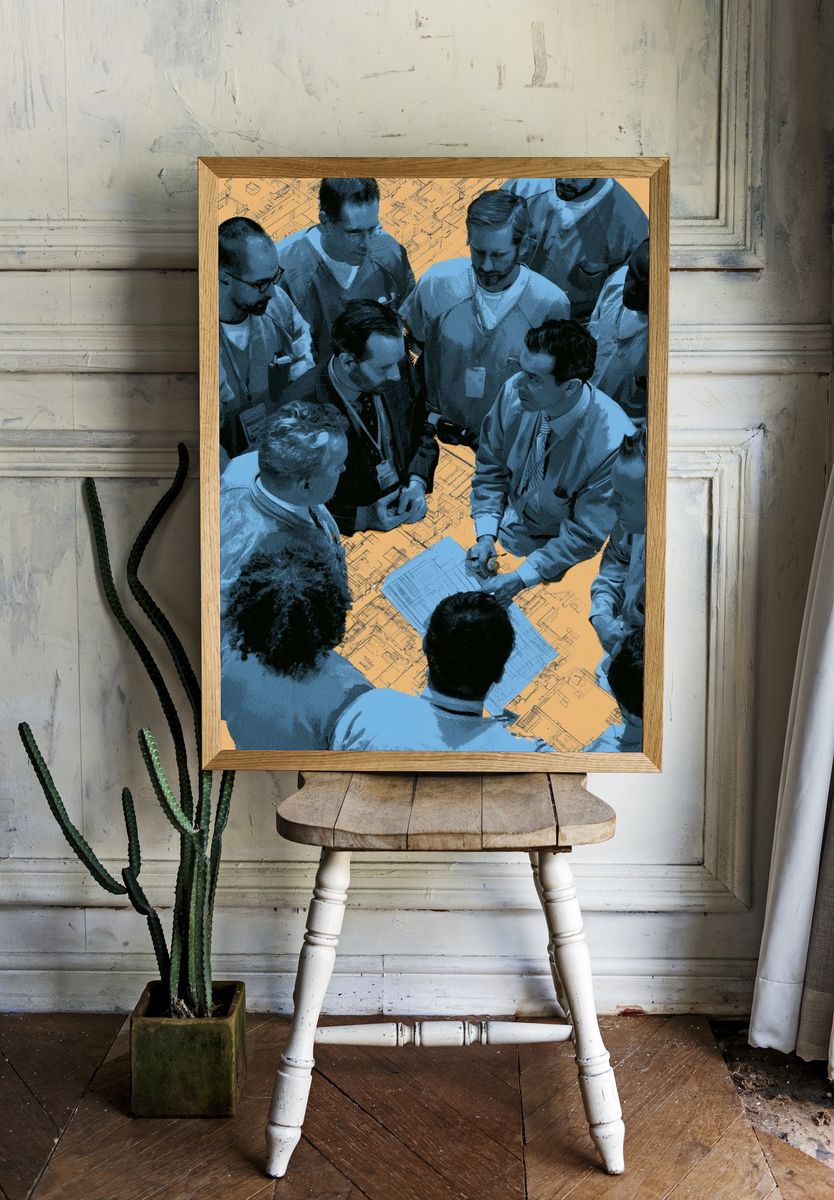 Team Strategy Meeting Illustration Poster. — room view 1