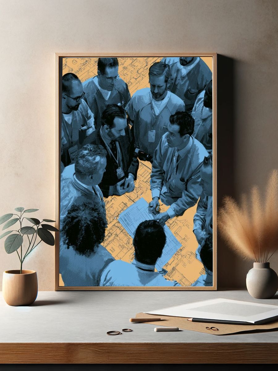 Team Strategy Meeting Illustration Poster. — room view 2