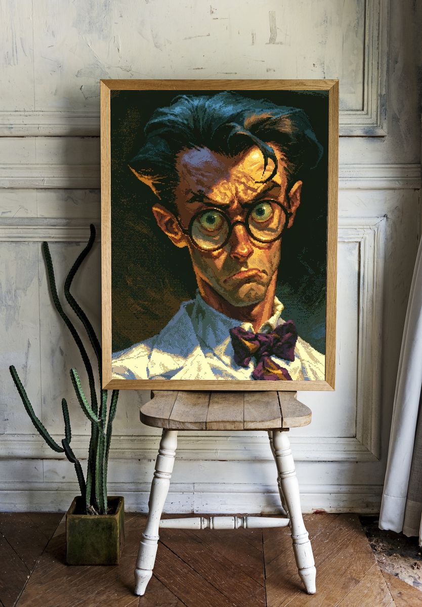 Stylized Portrait Illustration Poster. — room view 1