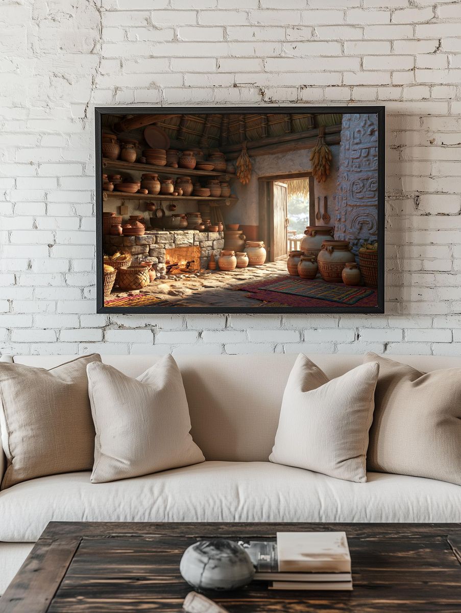 Rustic Clay Kitchen Interior Print. — room view 1