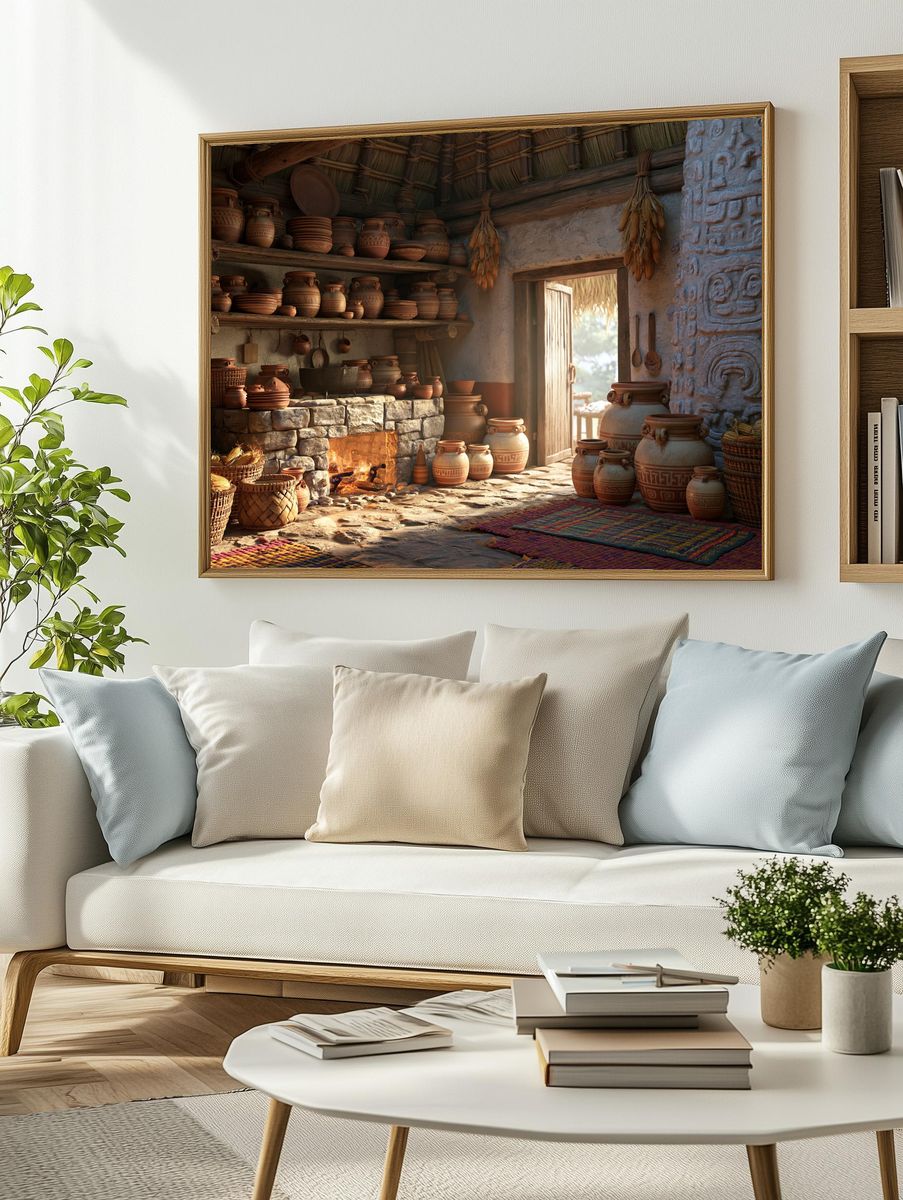 Rustic Clay Kitchen Interior Print. — room view 2